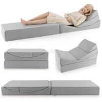 4-in-1 Convertible Folding Sofa Bed Floor Futon Sleeper Couch Chair w/ High-density Foam & Removable Cover