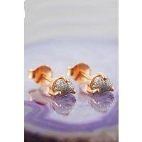 Otis Jaxon London Women's Tiny Sterling Silver Raw Diamond April Birthstone Stud Earrings in Rose Gold