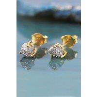 Otis Jaxon London Women's Tiny Sterling Silver Raw Diamond April Birthstone Stud Earrings in Gold