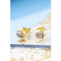 Otis Jaxon London Women's Rough Diamond April Birthstone Sterling Silver Stud Earrings in Gold