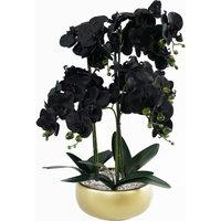 Leaf 60cm Orchid Artificial Black Gold Ceramic Planter in Green