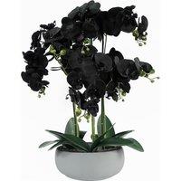 Leaf 60cm Orchid Artificial Black White Ceramic Planter in Green