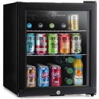 Subcold Super50 LED - Mini Fridge | 50L Beer, Wine & Drinks Chiller | LED Light + Lock & Key | Energy Efficient (Silver) [Energy Class E] in Black