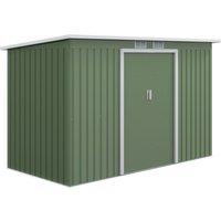 OUTSUNNY Garden Storage Shed Store Metal Building Tool Box Container w/ Roof Ventilation in Green