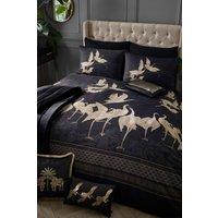 Laurence Llewelyn-Bowen 'Kireina' 100% Cotton Luxurious Crane Print Duvet Cover Set in Black | Size: Super King