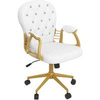 VINSETTO Office Chair Luxury Velour Diamond Tufted Padded Ergonomic 360 Swivel in Cream