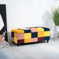 HOMCOM 114 x 47 x 47cm Velvet Storage Ottoman, Button-tufted Footstool Box | Size: 114 x 47 x 47 cm