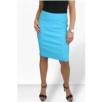 Paulo Due Women's Stretch Bodycon Pencil Skirt 22 in Turquoise | Size: 10