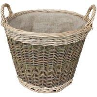Red Hamper Wicker Unpeeled Hessian Lined Log Basket in Brown