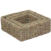 Red Hamper Seagrass Set of 3 Square Seagrass Trays in Natural