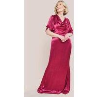 Satin Viscose Cowl Neck Maxi With Train