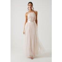 Coast Women's Square Neck Lace Bridesmaid Maxi Dress in Blush | Size: 12