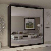 Sliding Wardrobes 4U Jacklin Double Full Mirror Sliding Door Wardrobe 200cm X 217cm in Black | Size: 200 cm X 217 cm