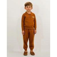 BALOU Branded Knit Polo Top in Tan | Size: 2-3 Years