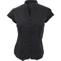Kustom Kit Women's Continental Blouse Mandarin Collar Cap Sleeve in Black | Size: 18
