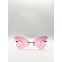 SVNX Women's Frameless Pink Butterfly Sunglasses