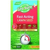 Gro-sure Fast Acting 'Lawn Grass Seed' Covers 50m2, 1.5Kg Box in Green