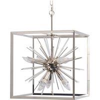 Small Silver Starburst Chandelier E14 40W 6