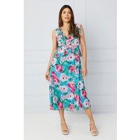 Floral Dobby Ruffle Midi Dress