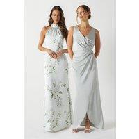 Coast Women's Ruched Waist Detail Satin Bridesmaid Dress in Sage | Size: 14