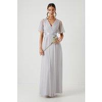 Angel Sleeve Lace Applique Bridesmaid Dress