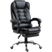 HOMCOM PU Leather Executive Office Chair with Retractable Footrest in Black