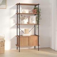 Berkfield Home 5-Tier Shelving Unit with Cabinet 80x40x163 cm Steel & Engineered Wood in Brown | Size: 80 x 40 x 163 cm