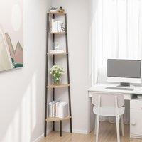 Berkfield Home 5-Tier Corner Shelf Light Brown & Black 45.5x31.5x180 cm