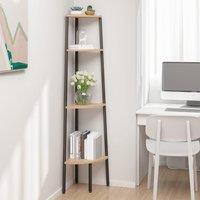 Berkfield Home 4-Tier Corner Shelf Light Brown & Black 45.5x31.5x150 cm