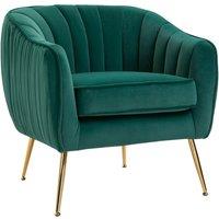 HOMCOM Fabric Single Sofa Arm Chair Upholstered Flocking Wood Leg in Green