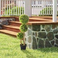 HOMCOM Artificial Plant Boxwood Ball Topiary Tree Indoor Outdoor, 90cm in Green