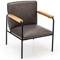 Costway PU Leather Accent Chair Upholstered Armchair With Comfy Backrest & Seat Cushion in Grey