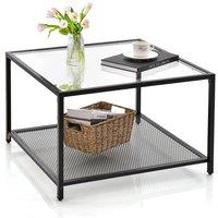 Costway Modern Glass Top Coffee Table Home Square Center Table Accent Sofa Side Table in Clear