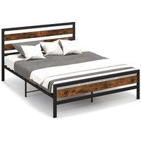 Costway Metal Bed Frame King Size Industrial Platform Bed with Headboard & Footboard