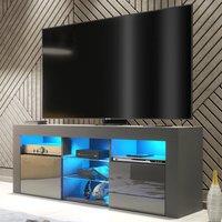 Creative Furniture Pulse TV Unit 145cm - A Stylish & Practical Cabinet with Gloss Doors & LED Lights in Dark Grey