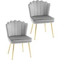HOMCOM Velvet Shell Accent Chair for Bedroom with Metal Legs Set of 2 in Grey