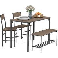 HOMCOM Industrial 4 Piece Dining Table & Chairs Set Kitchen Table Set of 4 in Grey