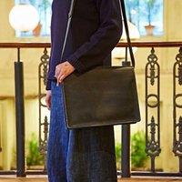 Paper High Large Black Buffalo Leather Messenger Bag