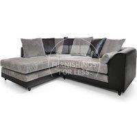 Luca 3-4 Seater L Shaped Corner Sofa Fabric and Leather Trim Black and Grey Left Hand Facing