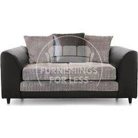 Luca Black and Grey 2 Seater Fabric and Leather Trim Cord