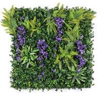 Christow Artificial Living Wall Panels Wisteria Green Plant Foliage Indoor Outdoor 1m x 1m in Purple