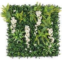 Christow Artificial Living Wall Panels Wisteria Green Plant Foliage Indoor Outdoor 1m x 1m in White