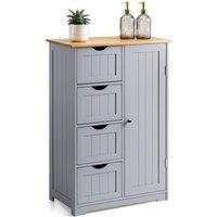 Christow Bathroom Drawer Cabinet Grey Bamboo Freestanding Storage Unit 4 Drawers
