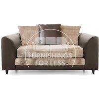 Luca Brown and Beige 2 Seater Fabric and Leather Trim Cord