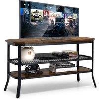 Costway 3-Tier TV Stand for TVs up to 46 Industrial Console Table Entertainment Center in Brown