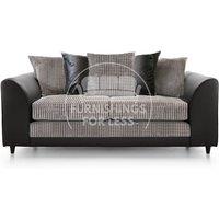 Luca Black and Grey 3 Seater Fabric and Leather Trim Cord