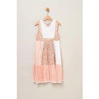 Miss Girl's Patch Work Dress with Frill Sleeve in Pink | Size: 2 Years