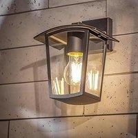 CGC Lighting 'Ally' Black E27 Outdoor Wall Light Lantern Clear Diffuser IP44 Down