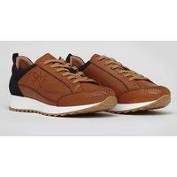 The Wolf Men's King's Cross Leather & Suede Casual Trainers in Tan | Size: 9