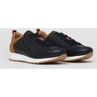 The Wolf Men's King's Cross Leather & Suede Casual Trainers in Black | Size: 9